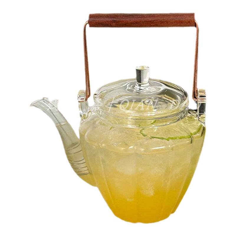 钱道嘉复古耐高温提梁花茶壶套装