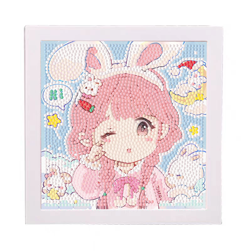 十二生肖可爱卡通女孩带框钻石画