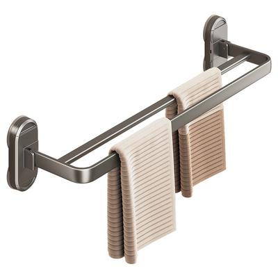 吸盘式毛巾架免打孔双杆毛巾挂杆