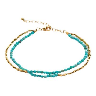 Monica Vinader莫妮卡手链Rio Beaded绿松石双层串珠手链精致小众