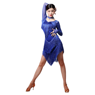 妹姿彩拉丁舞专业比赛服装女成人2026新款性感表演出服流苏连衣裙