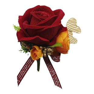 商务会议活动嘉宾贵宾胸花红色中式喜庆结婚新郎新娘森系仿真襟花