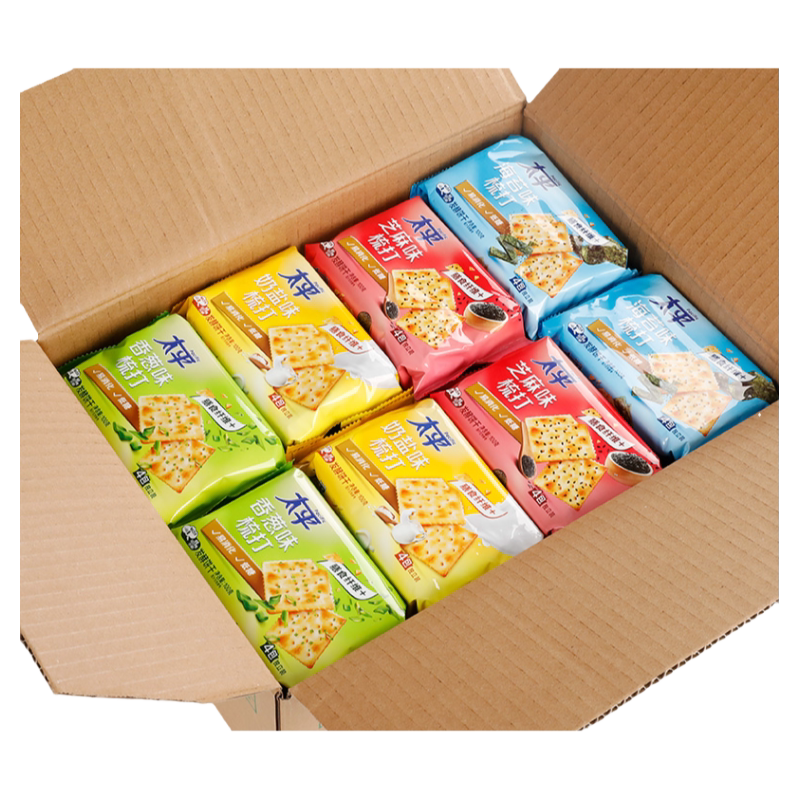 太平苏打饼干100g*24袋箱装咸味奶盐香葱味梳打饼干礼盒装早餐