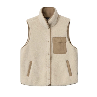 NAUTICA/诺帝卡女装秋冬仿羊羔绒拼接舒适娃娃领马甲54KO09