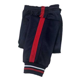 藏蓝校服裤子红色宽杠束口红白螺纹运动裤初高中小学加绒加厚校裤