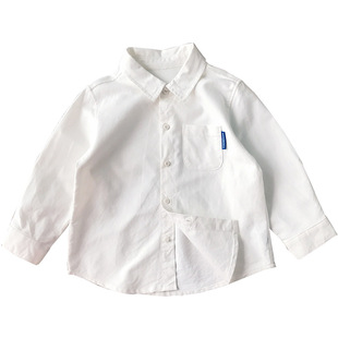 独家定制男宝宝牛津纺长袖白衬衫纯棉女童男童衬衣小童外套校服