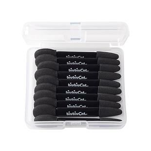 biubiucat便携遮瑕刷眼影刷眼部化妆工具双头海绵眼影棒10支盒装