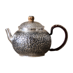 纯银时代寸金文大师系列银壶纯手工荒地纹泡茶壶足银999家用120ml