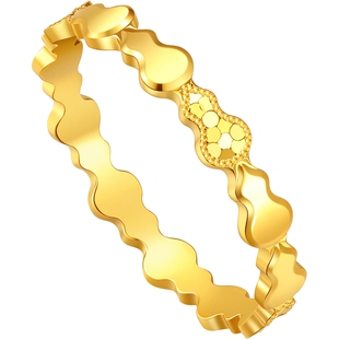 潮宏基弘葫芦福禄黄金戒指足金女戒戒圈指环碎碎冰爆闪妇女节计价