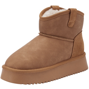 热风厚底雪地靴女2025年冬季新款加绒加厚休闲棉鞋百搭增高女靴子