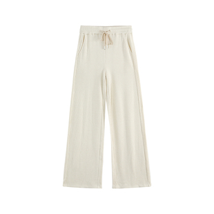 【商场同款】X--MOOM2024冬季新款华夫格针织系带直筒阔腿休闲裤