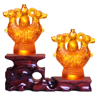 双羚保岁宝一懿水琉璃摆件属马生肖2026年吉祥物办公室客厅装饰品