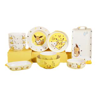 顺祥陶瓷宝可梦联名皮卡丘卡通风餐具shunxiang碗盘家用碗筷套装