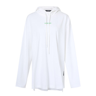UPON PRO白色百搭字母印花前短后长宽松连帽卫衣女