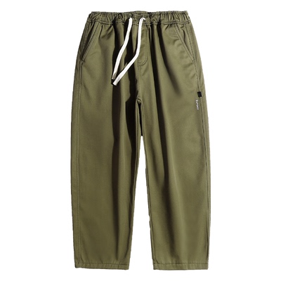 秋季男款宽松百搭休闲长裤纯色直筒男士工装裤日系抽绳潮流裤子
