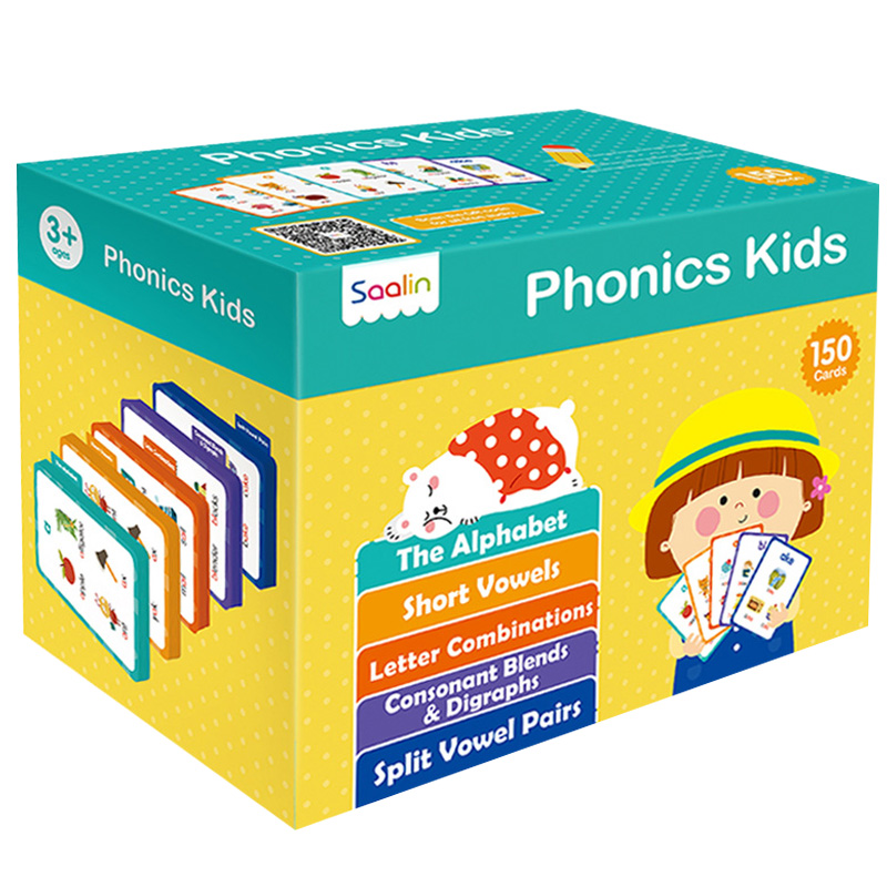 Saalin莎林自然拼读phonics kids英语单词卡儿童启蒙闪卡教具卡片