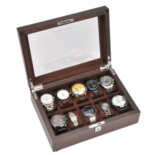 榆木纯实木手表收纳盒机械表收藏盒表盒收纳盒玻璃天窗佛珠串盒子