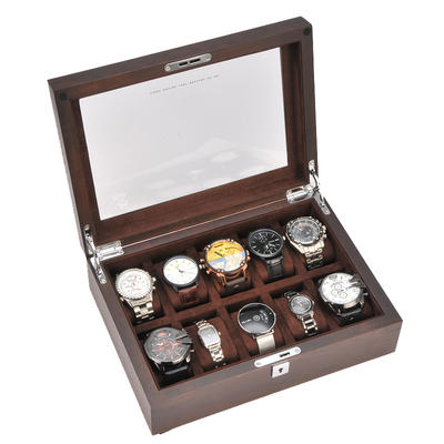 榆木纯实木手表盒表盒玻璃天窗