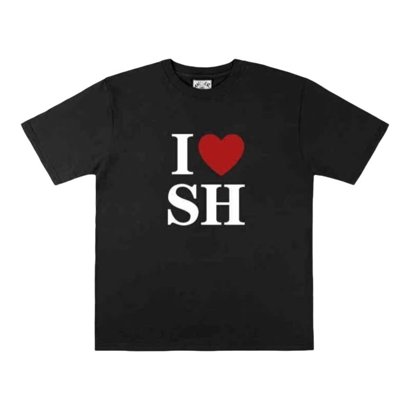 I LOVE SH 我爱上海趣味短袖T恤夏季潮小众设计男女定制圆领衣服