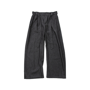 STABLE CIRCLE 25aw阔腿微弯刀休闲西裤复古老钱风松弛感绑带长裤