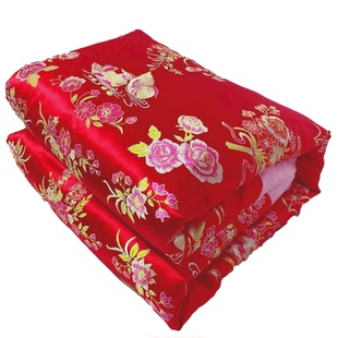 老式丝绸被套包边织锦软缎被罩绸缎大红结婚复古龙凤纯棉鸳鸯被面