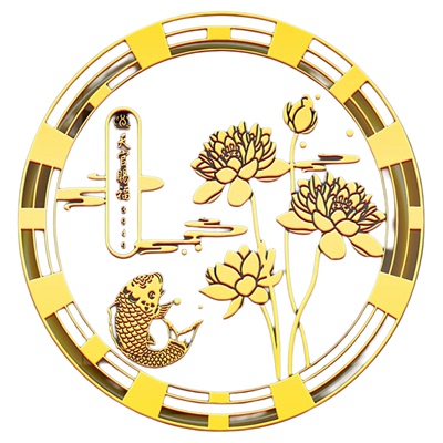 鲤鱼莲花图开门见鞋柜招财贴摆件