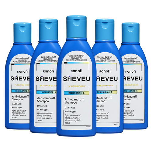 【超值5支装】二氯化硒控油滋养澳洲SHEVEU赛逸洗发露蓝200ml*5瓶