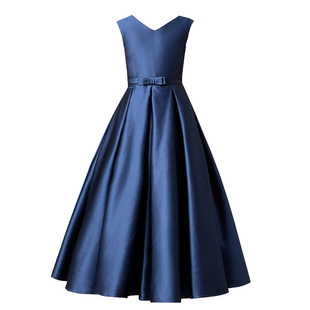 女童高档钢琴演出服儿童音乐会合唱礼服裙中大童缎面小提琴演奏服