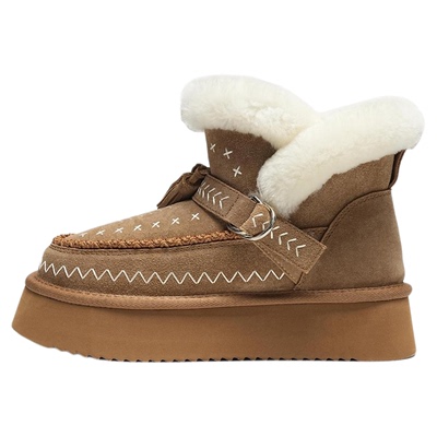 EBLAN/伊伴民族风厚底雪地靴女冬