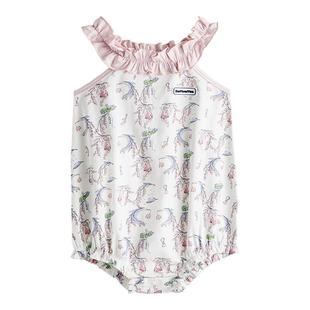 Domiamia婴儿包屁衣小吊带爬服薄款满月百天夏天衣服女宝宝连体衣