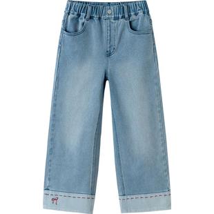 巴拉巴拉童装女童加绒裤子儿童2026新款春秋装牛仔裤直筒拜年服潮