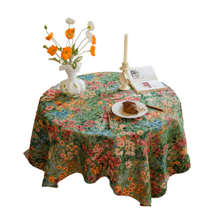 美式乡村复古桌布高级感餐桌布小清新圆桌布长方形台布田园风盖布