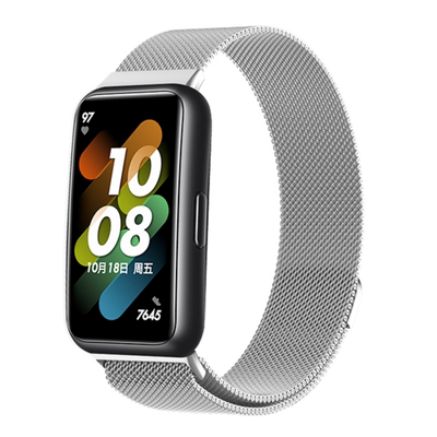 适用华为手环10表带金属9/8/7磁吸米兰尼斯替换智能运动荣耀9表链10腕带夏天女透气尼龙编织男nfc版精钢配件