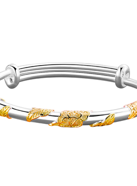 9999足银描金花丝手镯妈妈款礼物