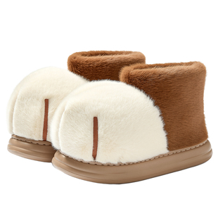 可爱猫爪棉拖鞋女士冬季2025新款室内家居毛绒保暖高包跟棉鞋外穿