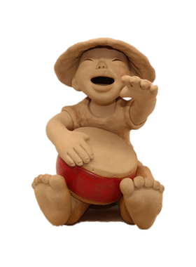 手工 陶艺泥人 人物摆设 陶土人物 陶瓷娃娃 陶人摆设 小打鼓娃