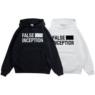 False Inception加绒卫衣男女同款基础印花百搭重磅高级感套头衫