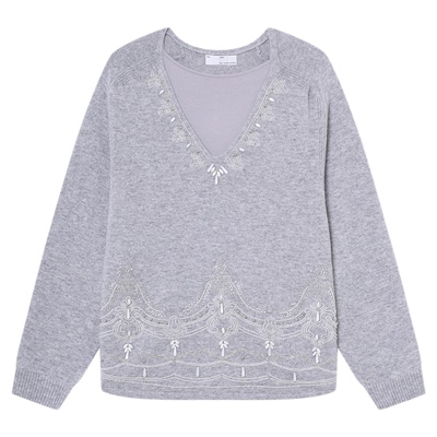 XU ZHI2025秋冬新品装饰风格双层拼接小众设计高级感针织上衣