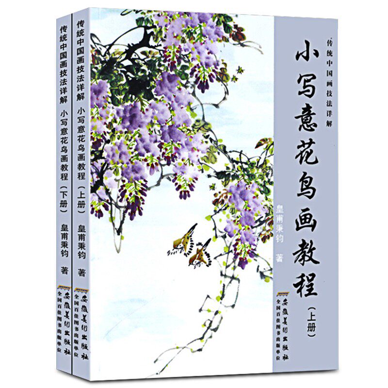 小写意花鸟画教程上册下册传统中国画技法详解初学动物禽鸟牡丹花山石菊竹兰麻雀画法水墨美术绘画教材书皇甫秉钧著安徽美术出版社