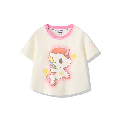 tokidoki2025春季新款独角兽水彩晕染印花短袖T恤女款短上衣