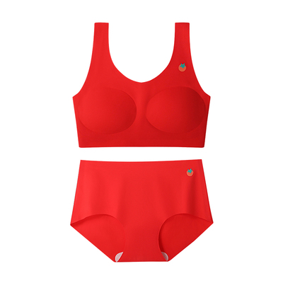 猫人女童本命年红色内衣内裤套装