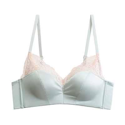 提未苏缎面蕾丝撞色聚拢红色内衣