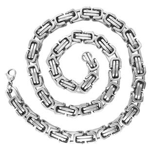 个性男项链健身银白色钛钢项链男潮霸气嘻哈古巴欧美短长粗不变色
