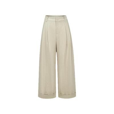 GCRUES阔腿裤女2025春九分休闲裤