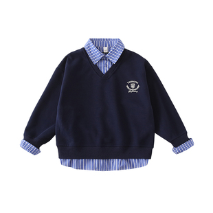 亲子装一家三四口秋冬季假两件卫衣2025超火的母子母女衬衫领上衣