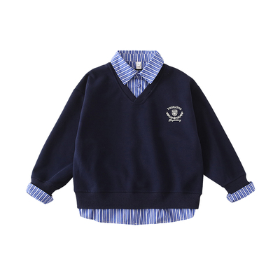 亲子装一家三四口秋冬季假两件卫衣2025超火的母子母女衬衫领上衣