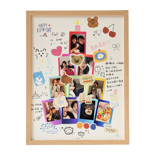 时几初生日蛋糕相框彩色拍立得照片情侣朋友diy材料包蜡烛展示框