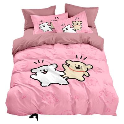 线条小狗被套全棉四件套100%纯棉可爱儿童学生宿舍床上用品三件套