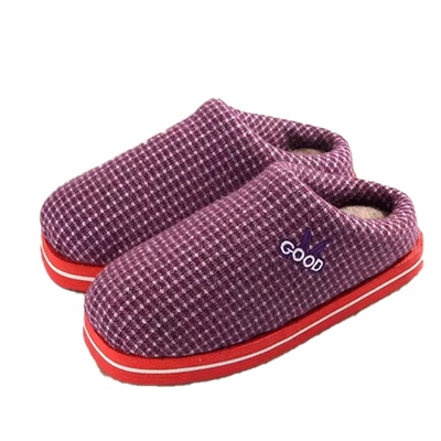 手工冬季毛呢格纹加厚居家保暖编织软男女半成品diy自己做棉拖鞋