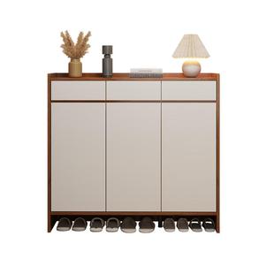 三梦全实木鞋柜家用门口入户玄关收纳柜一体靠墙楼道外门外走廊用